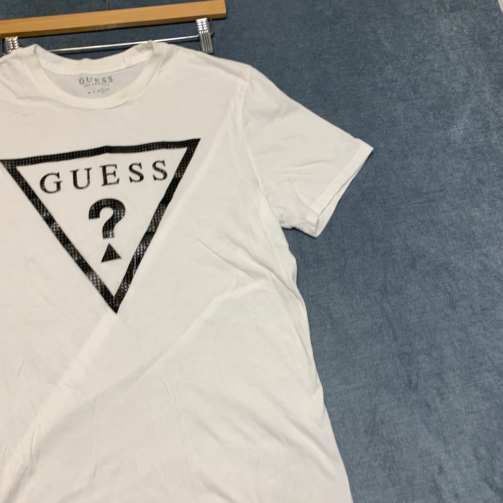 Guess T Shirt Mens Large White Graphic Spell Out Logo Crew Neck Short Sleeve - Picture 4 of 16